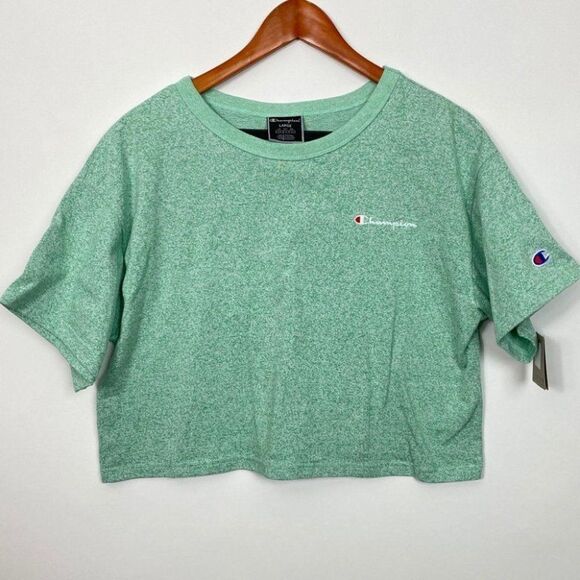 Champion Green Crop Top Logo Tee - Picture 2 of 7